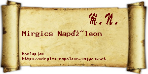 Mirgics Napóleon névjegykártya